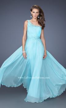 Picture of: One Shoulder Chiffon Long Prom Dress Trimmed with Lace in Blue, Style: 19706, Main Picture