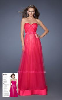 Picture of: Long Strapless Tulle Prom Dress with Satin Bow in Pink, Style: 19809, Main Picture