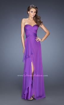 Picture of: Long Strapless Prom Dress with Ruched Bodice and Pearls in Purple, Style: 19823, Main Picture