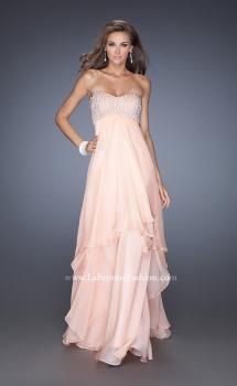 Picture of: Empire Waist Chiffon Gown with Tiered Layered Skirt in Pink, Style: 19831, Main Picture