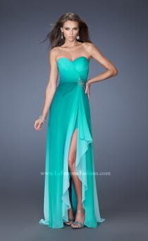 Picture of: Ombre Chiffon Prom Dress with Open Back and Slit in Green, Style: 19894, Main Picture