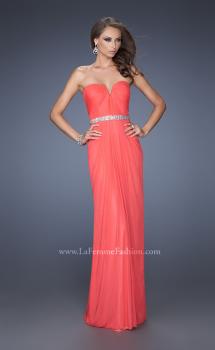 Picture of: Strapless Net Jersey Dress with Iridescent Belt in Orange, Style: 20009, Main Picture
