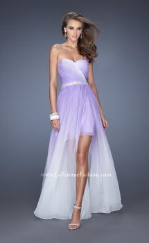 Picture of: Strapless Ombre Prom Dress with Ruching and Jewels in Purple, Style: 20028, Main Picture