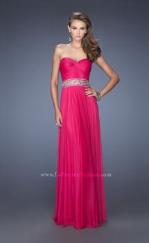 Picture of: Long Net Column Gown with Deco Style Belt and Jewels in Pink, Style: 20034, Main Picture