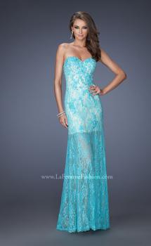 Picture of: Lace Prom Gown with Jewels and Sweetheart Neckline in Blue, Style: 20075, Main Picture