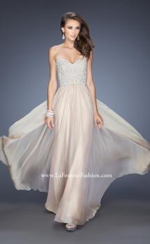 Picture of: Long Chiffon Prom Gown with Pearls and Rhinestones in Nude, Style: 20211, Main Picture