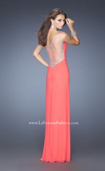 Picture of: Net Jersey Prom Dress with Criss Cross Ruched Bodice in Orange, Style: 20384, Main Picture