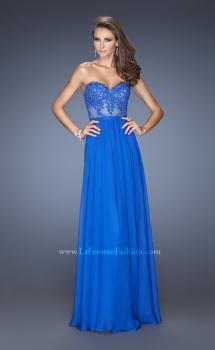Picture of: Long Sweetheart Prom Dress with Lace and Matching Jewels in Blue, Style: 20393, Main Picture