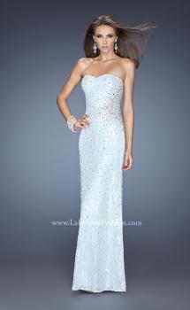 Picture of: Long Lace Gown Heavily Adorned with Embellishments in Blue, Style: 20397, Front Picture