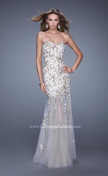 Picture of: Sweetheart Gown with Sheer Tulle Skirt and Lace Detail in White, Style: 20424, Main Picture