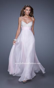 Picture of: Spaghetti Strap Rhinestone and Pearl Prom Dress in Pink, Style: 20717, Main Picture