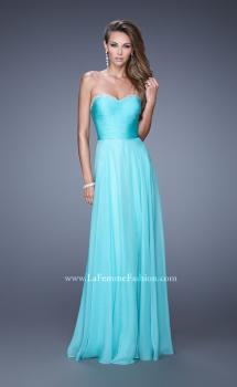 Picture of: Ruched and Beaded Long Chiffon Prom Dress in Aqua, Style: 20901, Main Picture
