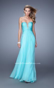 Picture of: Graceful Strapless Chiffon Dress with Iridescent Stones in Aqua, Style: 20930, Main Picture