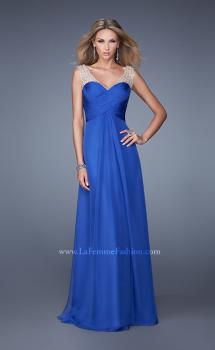 Picture of: Long Chiffon Prom Gown with Embellished Straps in Blue, Style: 20962, Main Picture