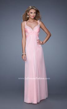 Picture of: Long Chiffon Prom Dress with Gathered Knot Detailing in Pink, Style: 20978, Main Picture