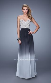 Picture of: Long Ombre Chiffon Dress with Beading and Belt in Black, Style: 21074, Main Picture
