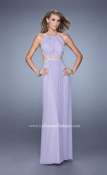 Picture of: Modern Jersey Prom Dress with High Neck and Gathering in Lavender, Style: 21145, Main Picture