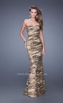 Picture of: Long Fitted Sequin Prom Gown with Back of Dress Slit in Gold, Style: 21155, Main Picture