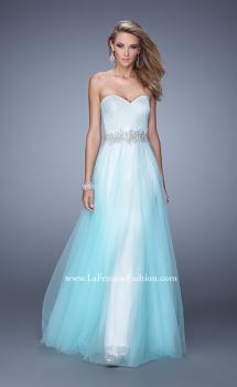 Picture of: Tulle Prom Dress with Lace Lining and Embroidered Belt in Blue, Style: 21341, Main Picture