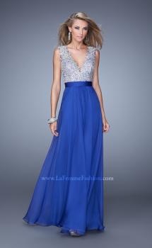 Picture of: Embroidered Bodice Prom Dress with Keyhole Back in Blue, Style: 21354, Main Picture
