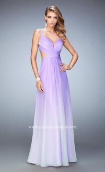 Picture of: Long Ombre Chiffon Prom Dress with Beaded Strappy Back in Purple, Style: 22416, Main Picture