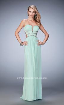 Picture of: Long Prom Gown with Strappy Waistline and Back in Green, Style: 22465, Main Picture
