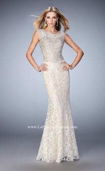 Picture of: Embellished Lace Prom Dress with Crystal Beading in White, Style: 22934, Main Picture