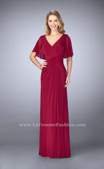 Picture of: V Neck Chiffon Prom Dress with Vintage Beading in Red, Style: 23160, Main Picture