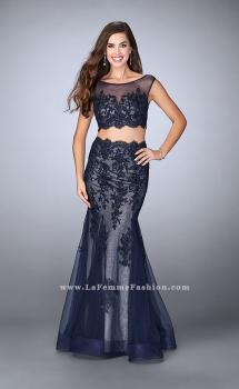 Picture of: Lace Two Piece Dress with Scallops and Mermaid Skirt in Blue, Style: 23461, Main Picture