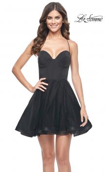 Picture of: Cute Flared Tulle Skirt Dress with Sheer Bodice in Black, Style: 31763, Main Picture