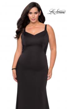 Picture of: Floor Length Black Jersey Plus Size Prom Dress in Black, Style: 28964, Main Picture