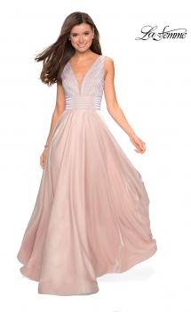 Picture of: Satin Prom Gown with beaded Bust and Pockets in Blush, Style: 27205, Main Picture