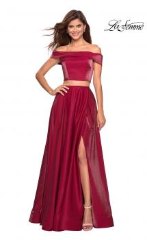 Picture of: Two Piece Two- Tone Satin A Line Prom Dress in Garnet, Style: 26919, Main Picture