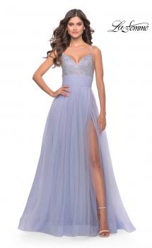 Picture of: Tulle Gown with Full Skirt and Rhinestone Bodice in Bright Colors in Light Periwinkle, Style: 31433, Main Picture