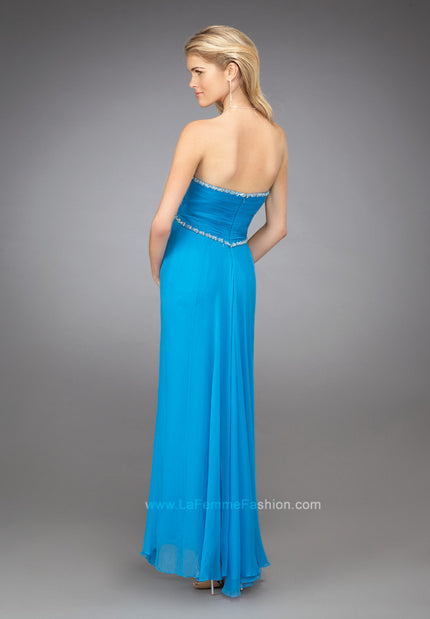 Picture of: Sweetheart Ruched Bodice Short Dress with Beaded Straps in Blue, Style: 11929, Back Picture