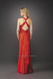 Picture of: Long Satin Prom Gown with V Neck and X Back in Red, Style: 12298, Back Picture