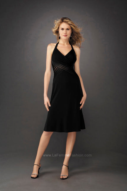 Picture of: Long A-Line Halter Prom Dress with Sheer Detail in Black, Style: 12722, Main Picture