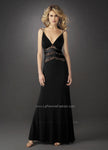 Picture of: Gathered Bodice V Neck Dress with Sheer Waist Detail in Black, Style: 13057, Main Picture