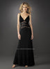 Picture of: Gathered Bodice V Neck Dress with Sheer Waist Detail in Black, Style: 13057, Main Picture