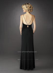 Picture of: Gathered Bodice V Neck Dress with Sheer Waist Detail in Black, Style: 13057, Back Picture
