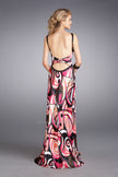 Picture of: Printed V Neck Prom Dress with Gathered Bodice in Multi, Style: 13262, Back Picture