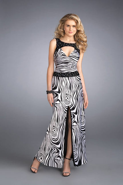 Picture of: Long Gown with Glittering Straps and Center Front Slit in Multi, Style: 13298, Main Picture