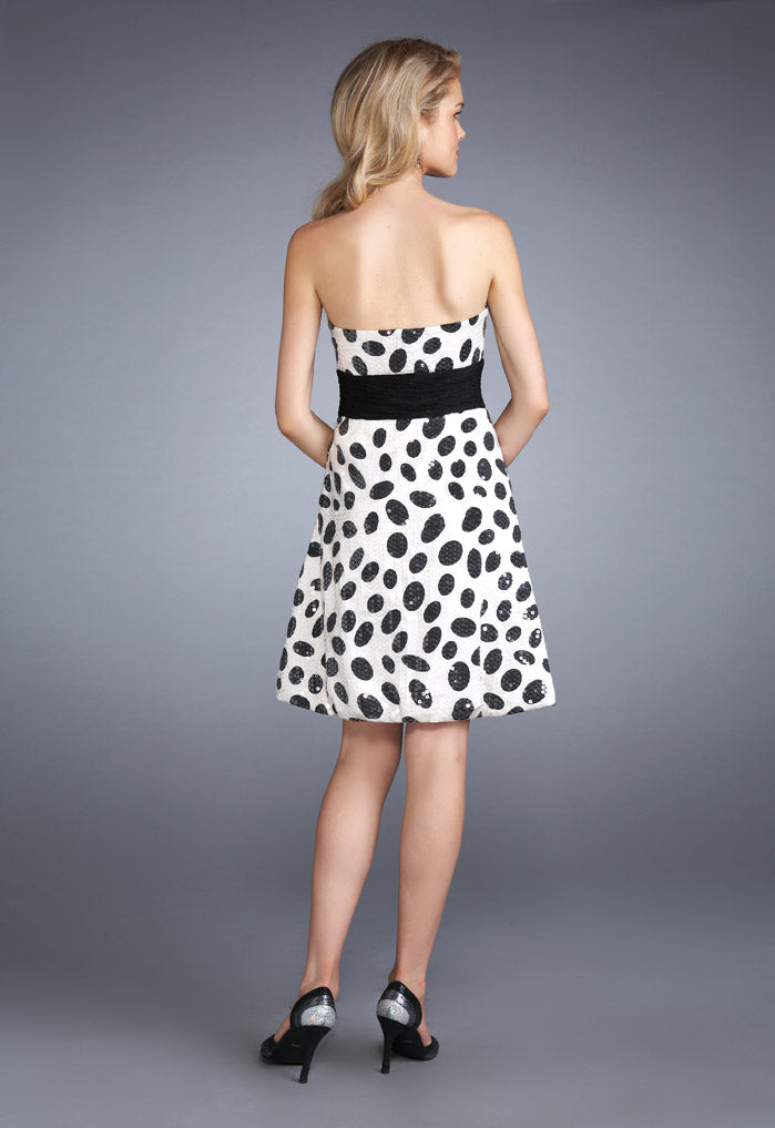Picture of: Sequined Printed Cocktail Dress with Accented Waistband in Multi, Style: 13380, Back Picture