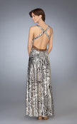 Picture of: Printed Low V Neckline Prom Dress with Criss Cross Back in Multi, Style: 13409, Back Picture