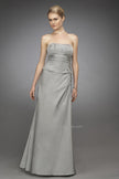 Picture of: Gathered Bodice Prom Dress with Delicate Embellishments in SIlver, Style: 13672, Main Picture