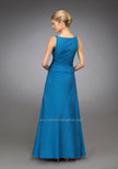 Picture of: Long Dress with Ruched Bodice and Embellished Straps in Blue, Style: 13673, Back Picture