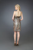 Picture of: Short Printed Cocktail Dress with Spaghetti Straps in Gold Multi, Style: 14024, Back Picture
