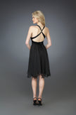 Picture of: Short Halter Cocktail Dress with Beaded Belt and Low Back in Black, Style: 14129, Back Picture