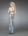 Picture of: Printed Scoop Neck Prom Dress with Open Crossed Back in Multi, Style: 14185, Back Picture