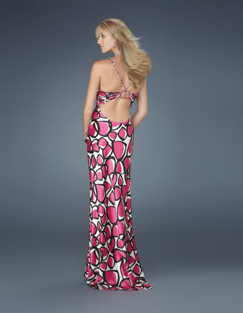 Picture of: Printed Prom Dress with Ruched Sweetheart Neckline in Multi, Style: 14221, Back Picture